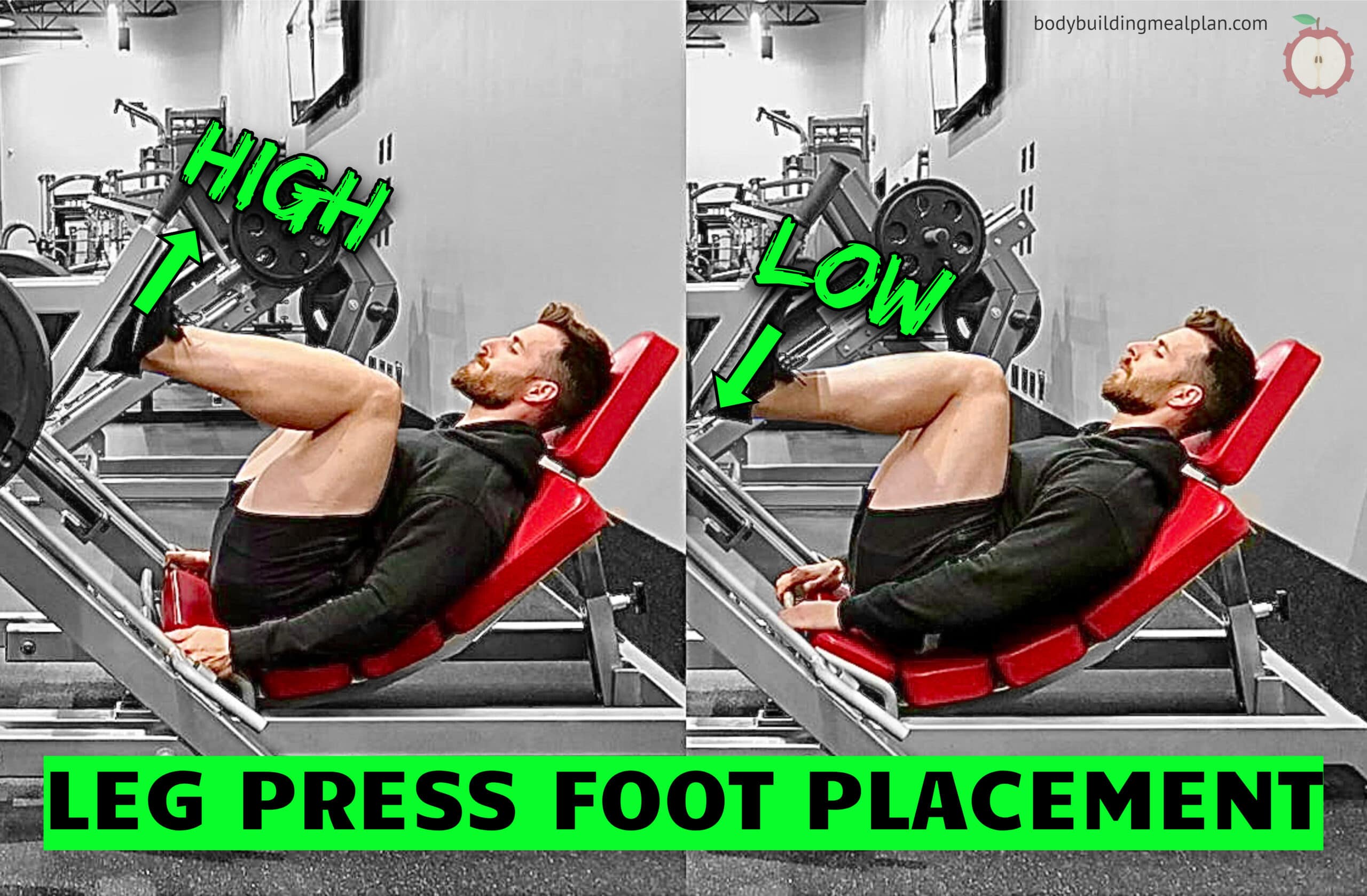 zondag terwijl Gezichtsveld Leg Press Foot Placement Variations For Quads vs Glutes & Hamstrings |  Nutritioneering