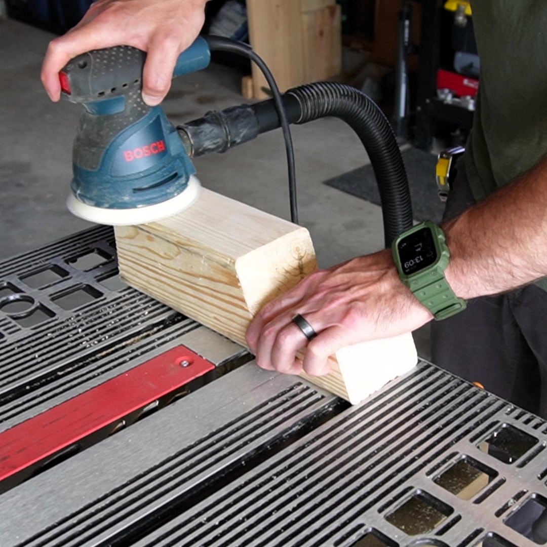 Sanding the Calf Raise Block Sanding the Calf Raise Block